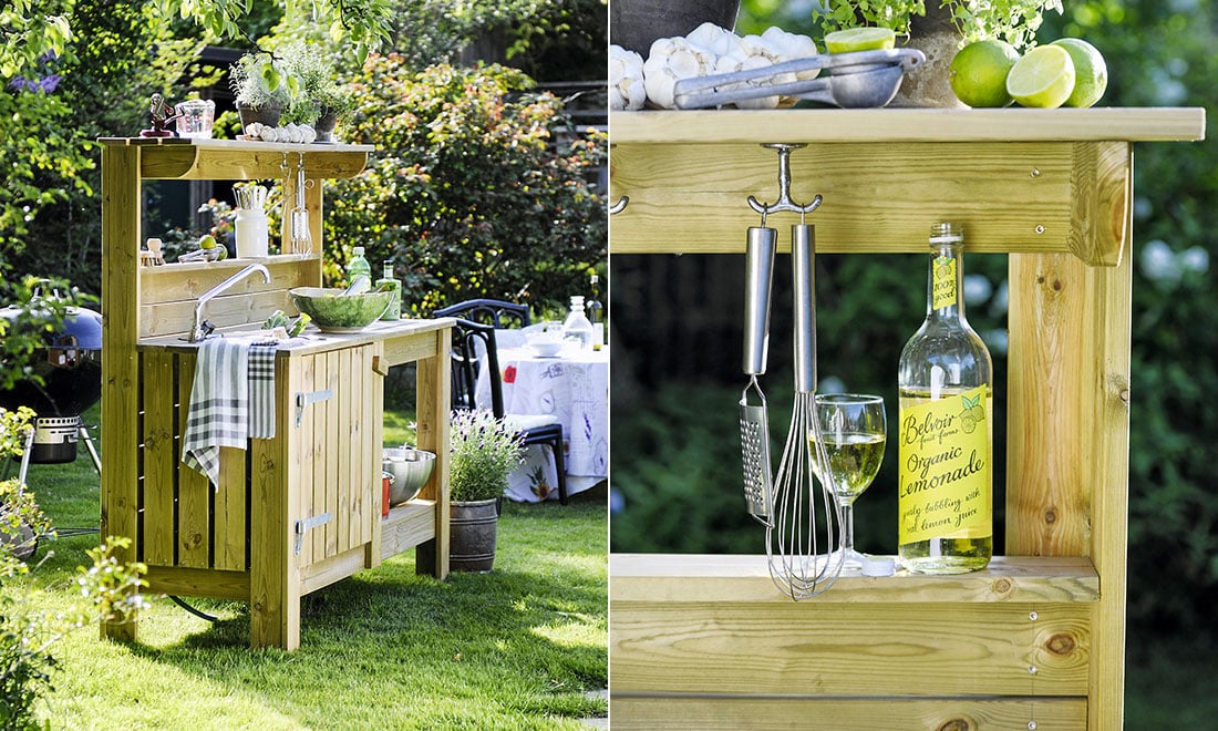 Bygg ett eget utomhuskök – med vask och hylla