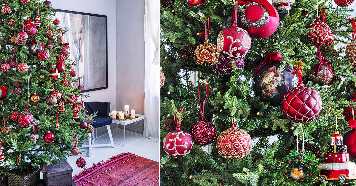 Så här pyntar du din julgran klassiskt i rött