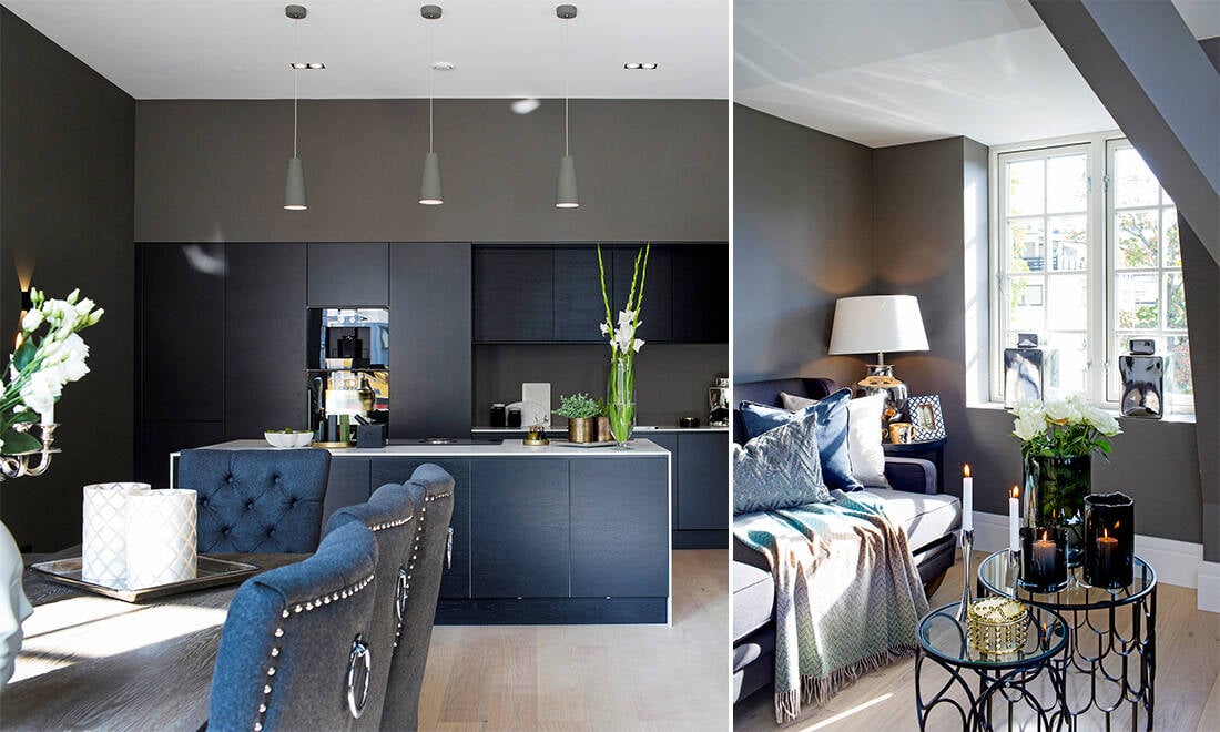 Så här inreder du elegant och ombonat med mörka färger