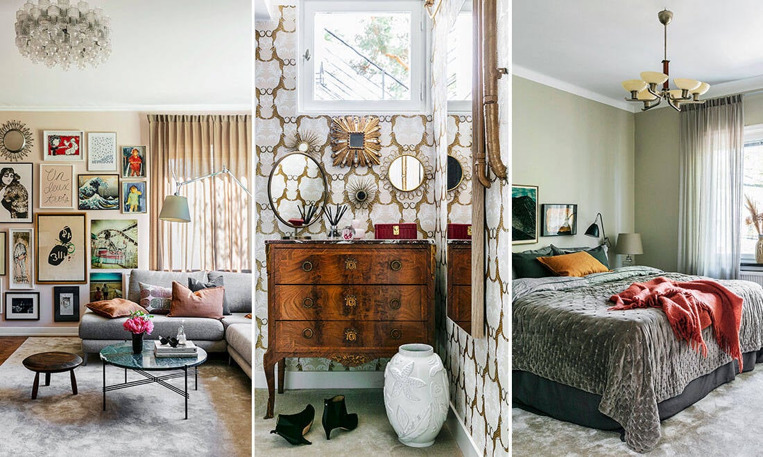 Stilsäker mix av vintage och ny design i funkisvillan