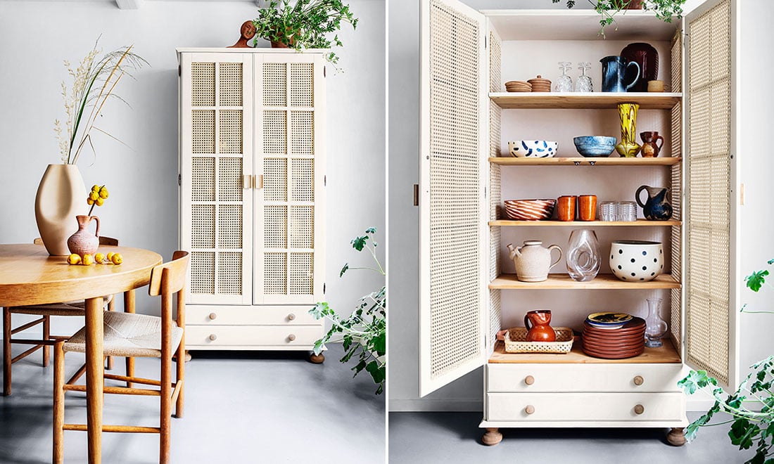 DIY: Uppdatera vitrinskåpet med rotting