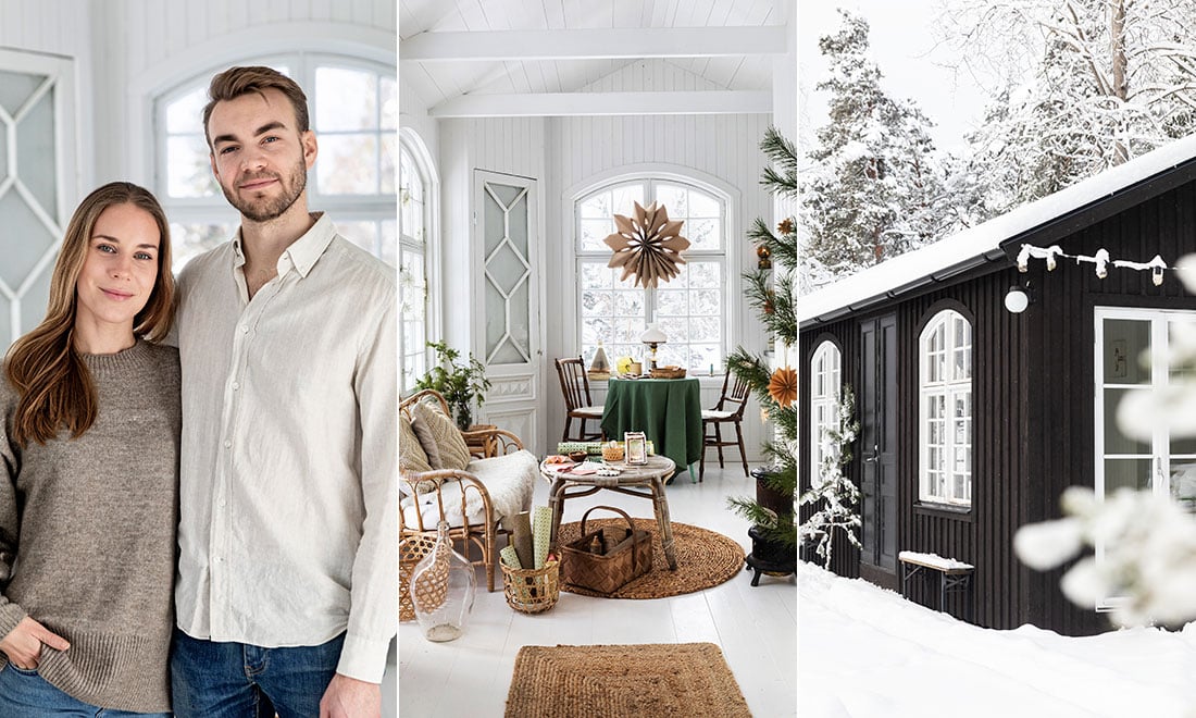 Paret flyttade in i ett attefallshus på familjens tomt: ”Det är perfekt att ha ett eget hus så nära familjen”