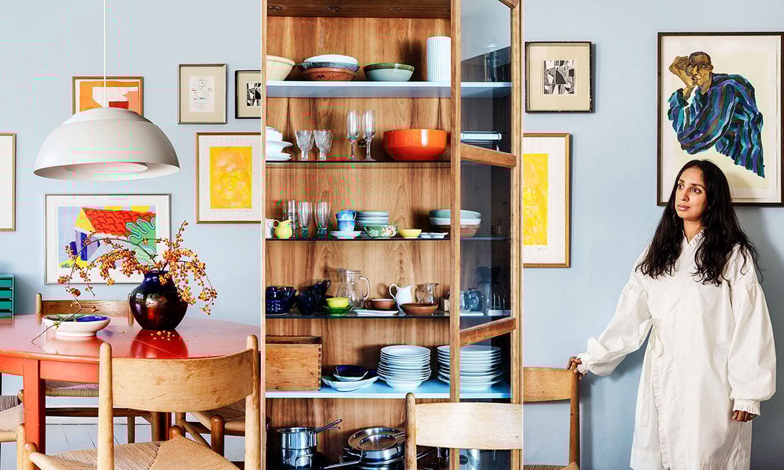 Återbruk, färg och konst – kika in hos designern där inredning får ta tid