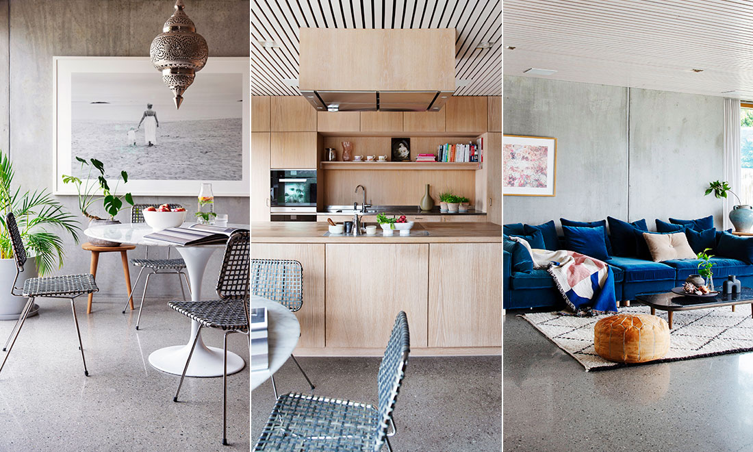 Minimalistiskt och Marocko-inspirerat i huset av betong