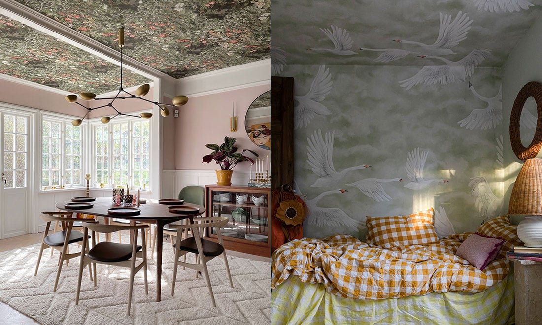 Heta inredningstrenden 2022 – tapetserade tak