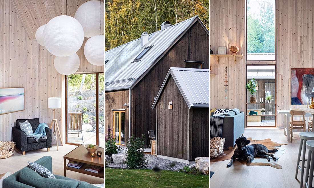 Kika in i det ombonade och luftiga ladhuset med skogsutsikt