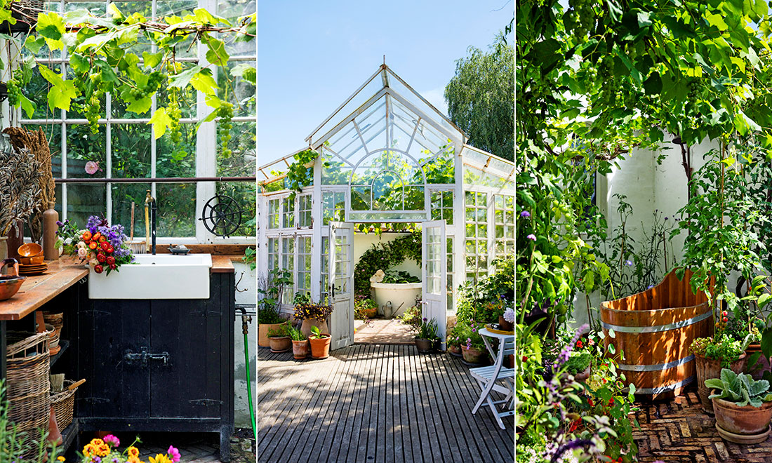 Kika in i orangeriet – som är byggt helt av återvunna material