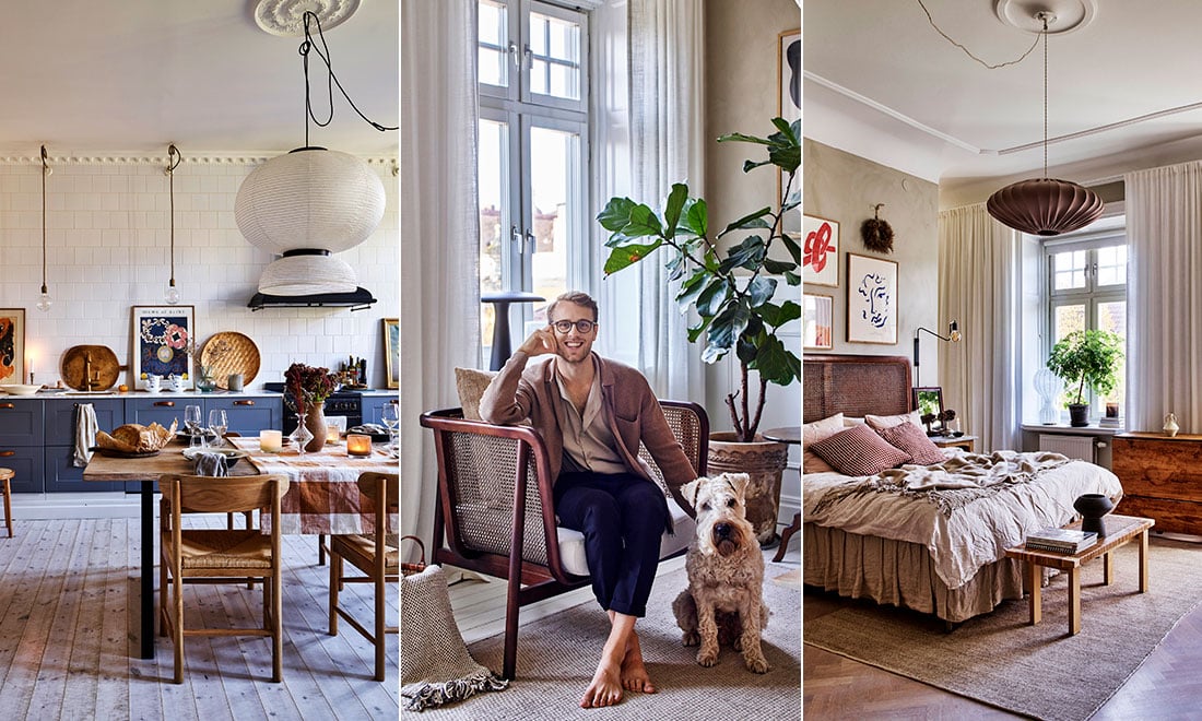 Vintage, skandinaviskt och personligt hemma hos kreatören Hannes Mauritzon