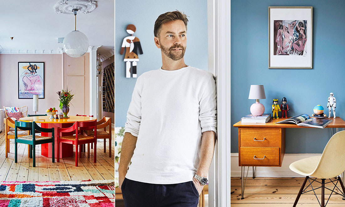 Nikolaj har inrett med färg och vintagemöbler: ”Jag vill gärna uttrycka olika känslor”  