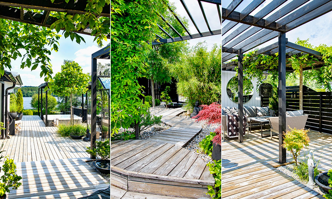 Så blev 150 kvadrat trädäck lösningen för den sluttande trädgården – kika in