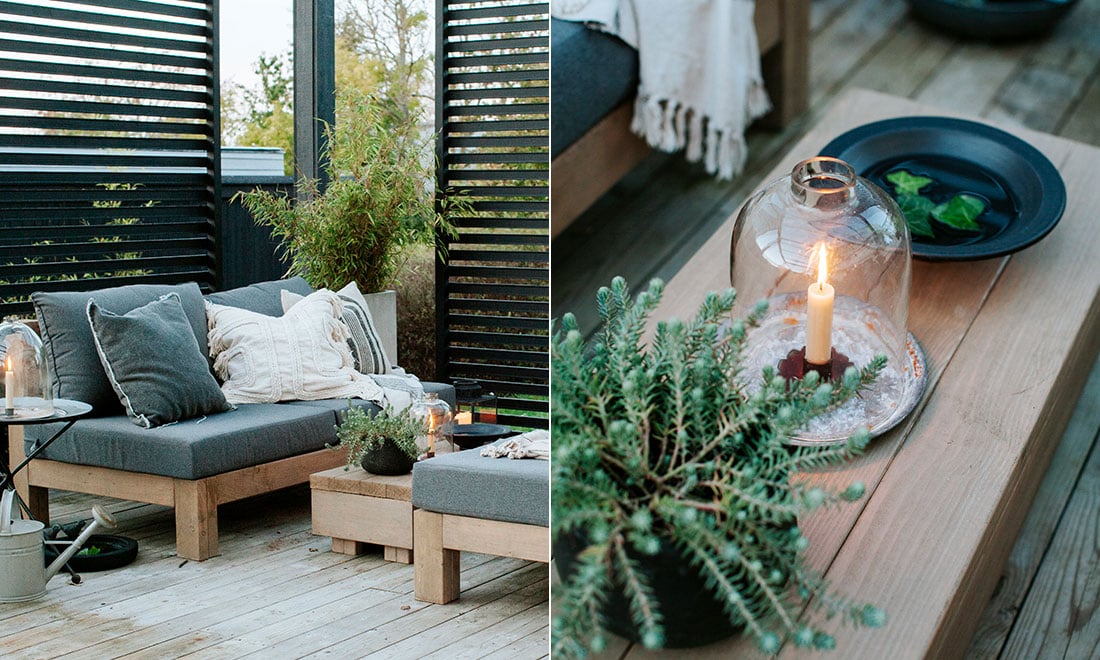 Så här enkelt bygger du en egen soffa till altanen