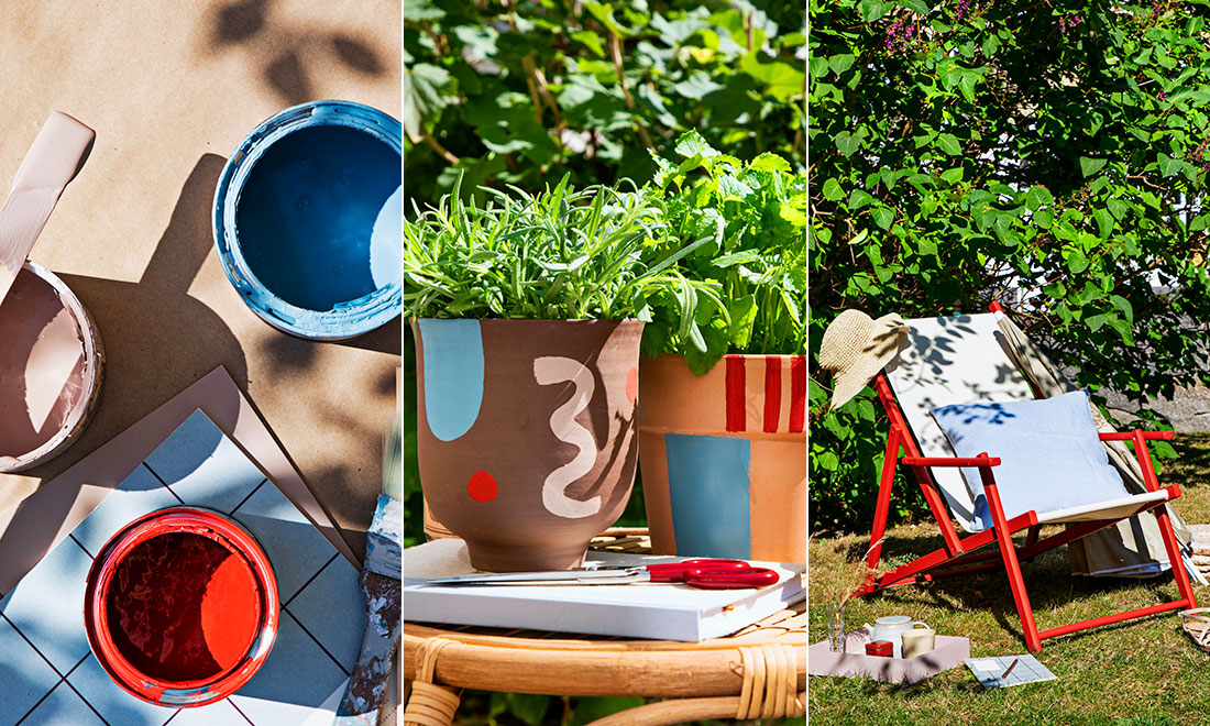 Måla krukor, textilier och utemöbler – 6 trendiga DIY-projekt för trädgården