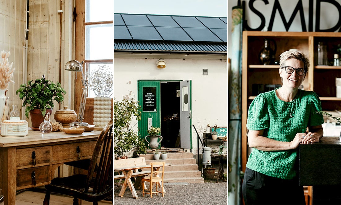 Camilla väckte nytt liv i den gamla stolfabriken – kika in i vintagebutiken