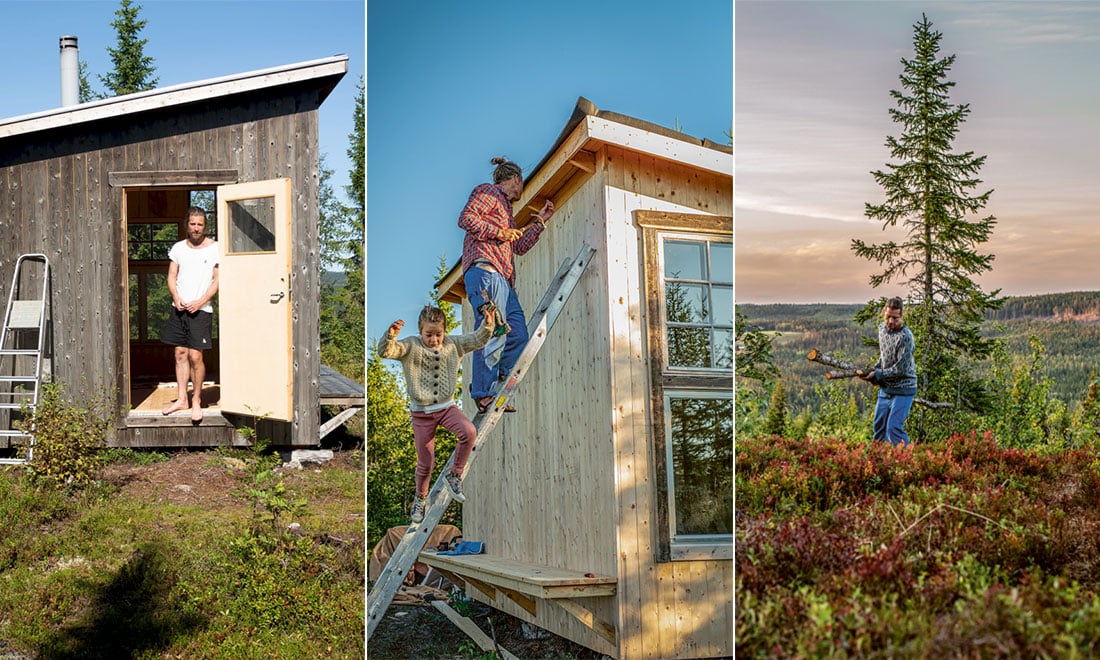 Markus från Husdrömmar bodde ensam i tält i fyra år – nu har han byggt stuga till hela familjen