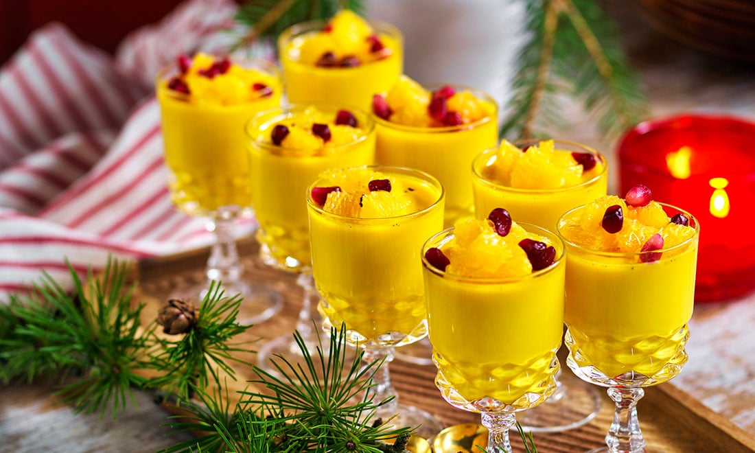 Dessert till advent: Saffrans­pannacotta i glas