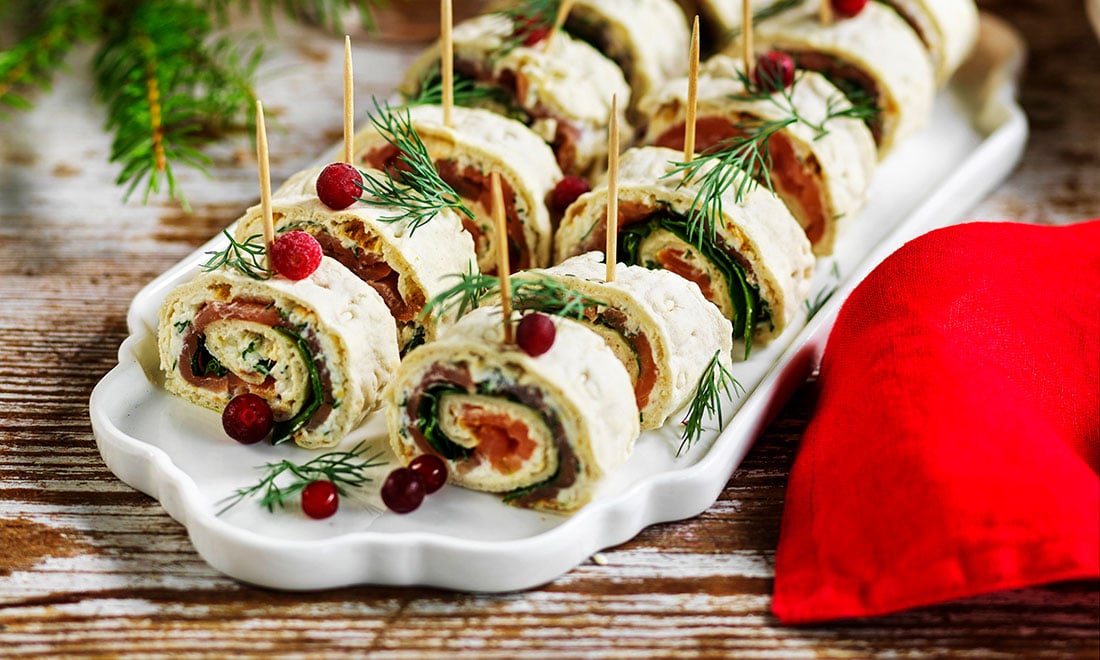 Recept till nyår: Tunnbrödsrulle med lax