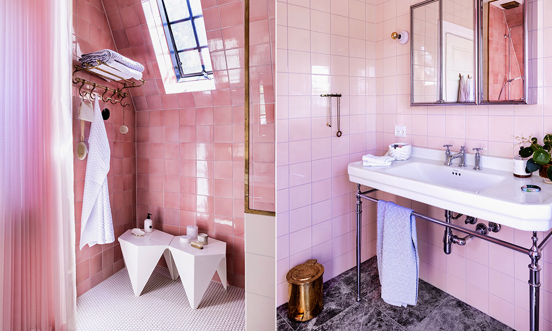 Lekfullt och färgstarkt – vi älskar den här rosa badrumsdrömmen!
