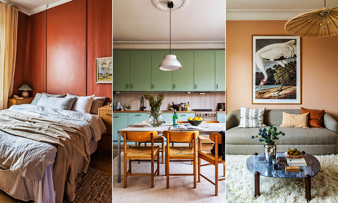 Varm färgskala och gamla möbler i lägenheten från 1917 – kika in!