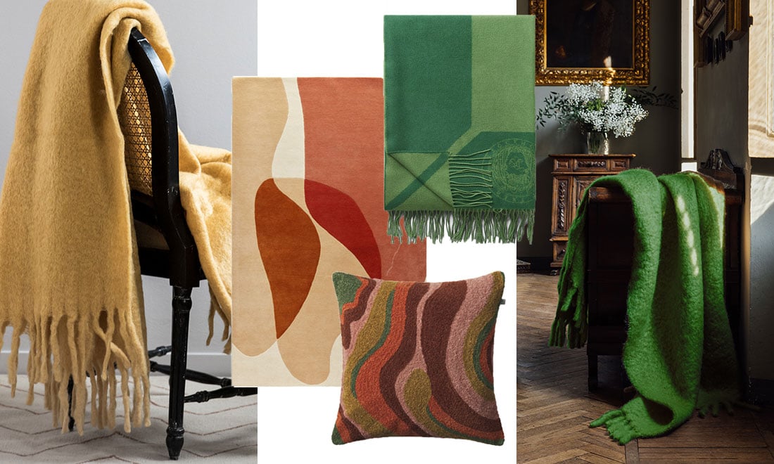 Inred med färgglada plädar, kuddar och mattor – 9 köptips