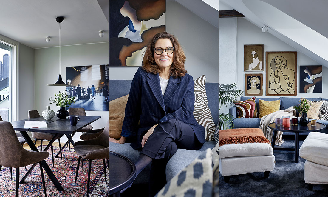 Kika in i Annikas och Mattias takvåning i Vasastan: ”Vill bara omge mig med sådant jag verkligen gillar”