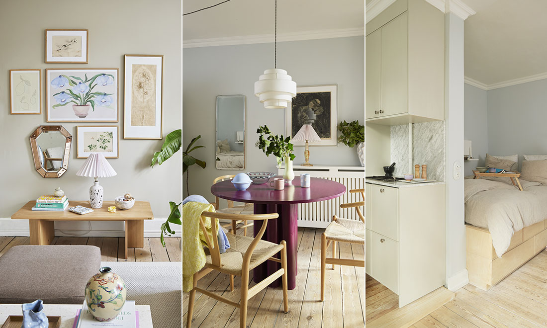 Lugnt och harmoniskt i lägenheten på 51 kvadrat: ”Har inte plats för massor av dekorationer”